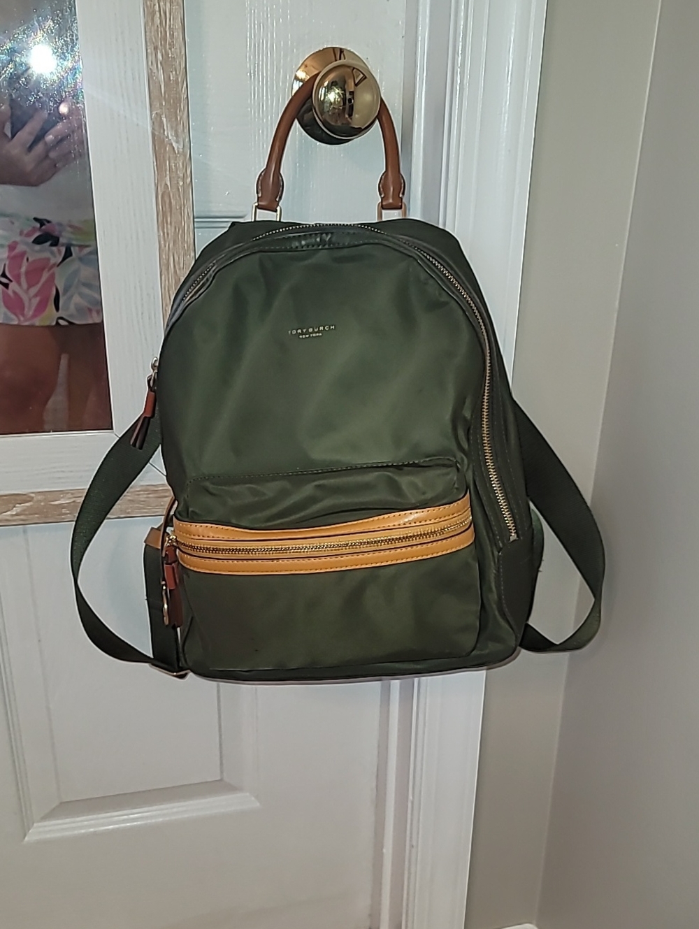 TORY BURCH PERRY NYLON GRAPE LEAF BACKPACK